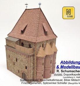 Doppelkapelle Landsberg (b. Halle) Kundenmodell von R. Schumacher, Baugröße N, Maßstab 1:160
