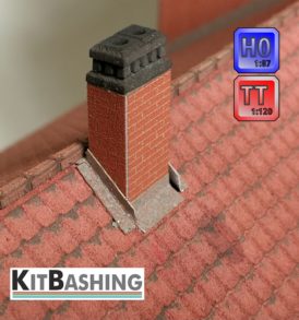 zweizügiger Modell-Kamin zum einstecken in das Gebäudedach