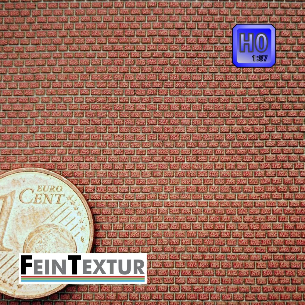 Mauerplatte geprägt 1:50 ziegelrot Polystyrol 103,81€/m² Läuferverband 