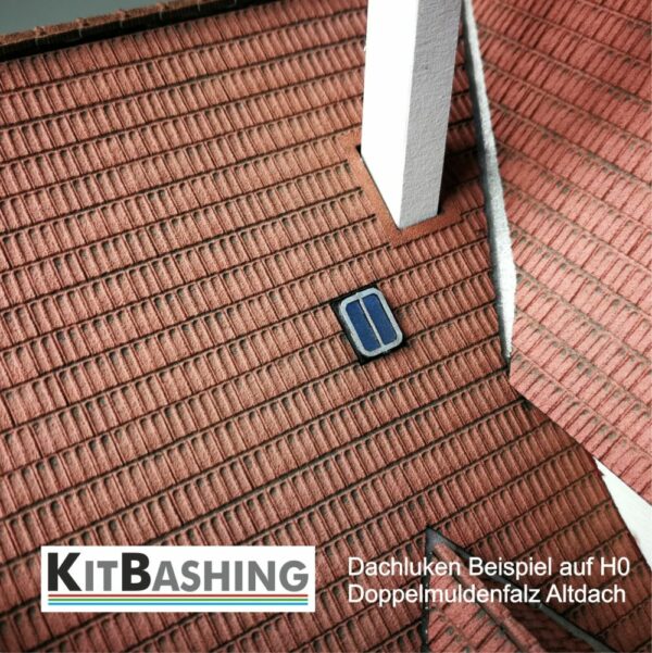 Einsatz einer Dach-Ausstiegsluke im H0-Modellbau, maßstäbliche Bauteile aus Lasercut von Kreativ3.De