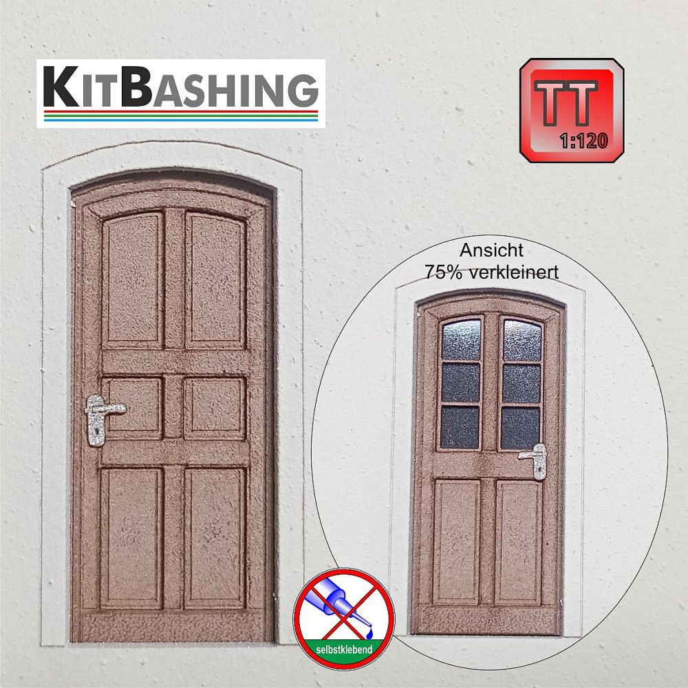 Bogentüren Set A eichefarbig, passend zu allen Fenster-Sets A in TT
